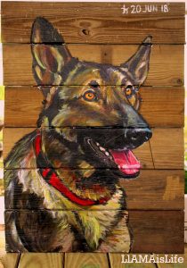 ahşap boyama köpek resmi