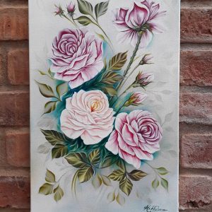 gül deseni ahşap boyama