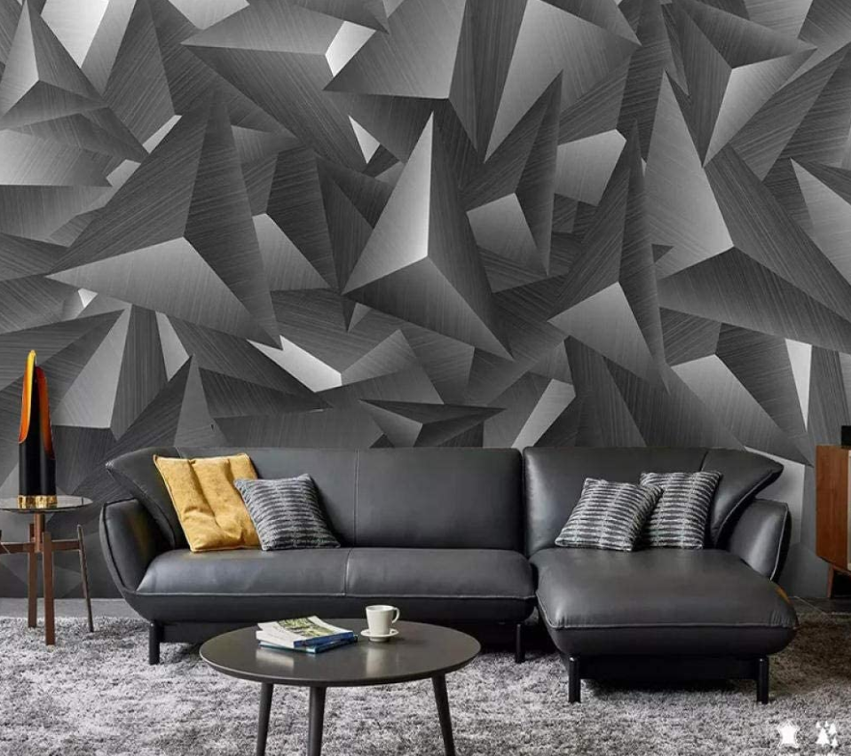 Siyah geometrik salon duvar dekorasyonu