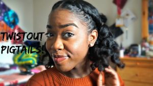 natural hair twistout pigtails