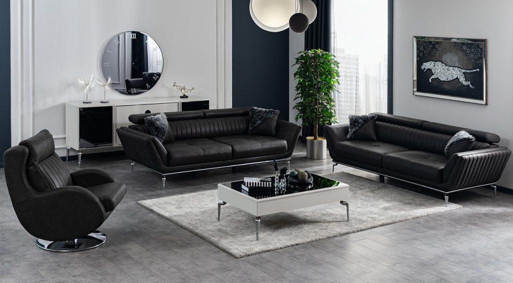 Klasik Koltuk Takımı Modelleri ve Modası. Tek Renk, Sade Koltuk Takımları Modelleri siyah koltuk takımı